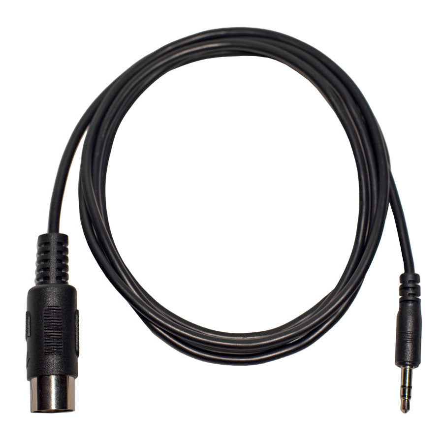 Cable MIDI 1010music de 4 pies, conector TRS 3.5mm a DIN 5 pines, sobre fondo blanco