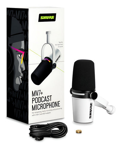 Shure MV7+ Micrófono Podcast USB/XLR - Blanco