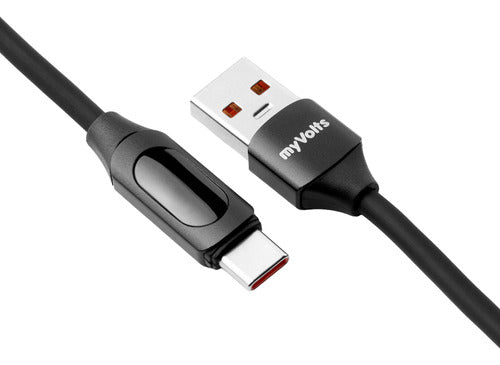 Cable Myvolts Usb-a A Usb-c 60w 1m, Pantalla Lcd, Goma Suave