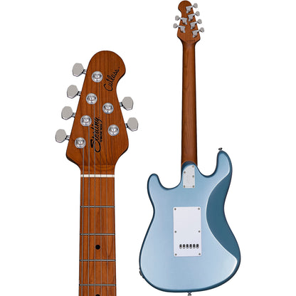 Sterling by Music Man Cutlass CT50HSS Firemist Silver - clavijero y trasera