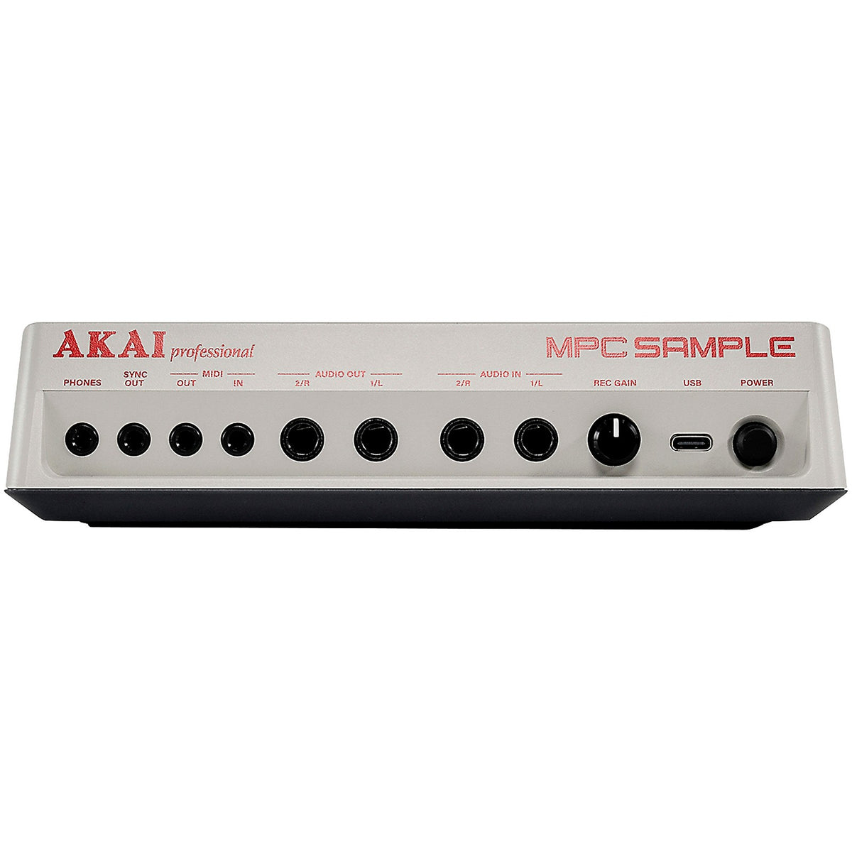 Panel trasero del Akai MPC Sample con entradas, salidas, MIDI y USB-C