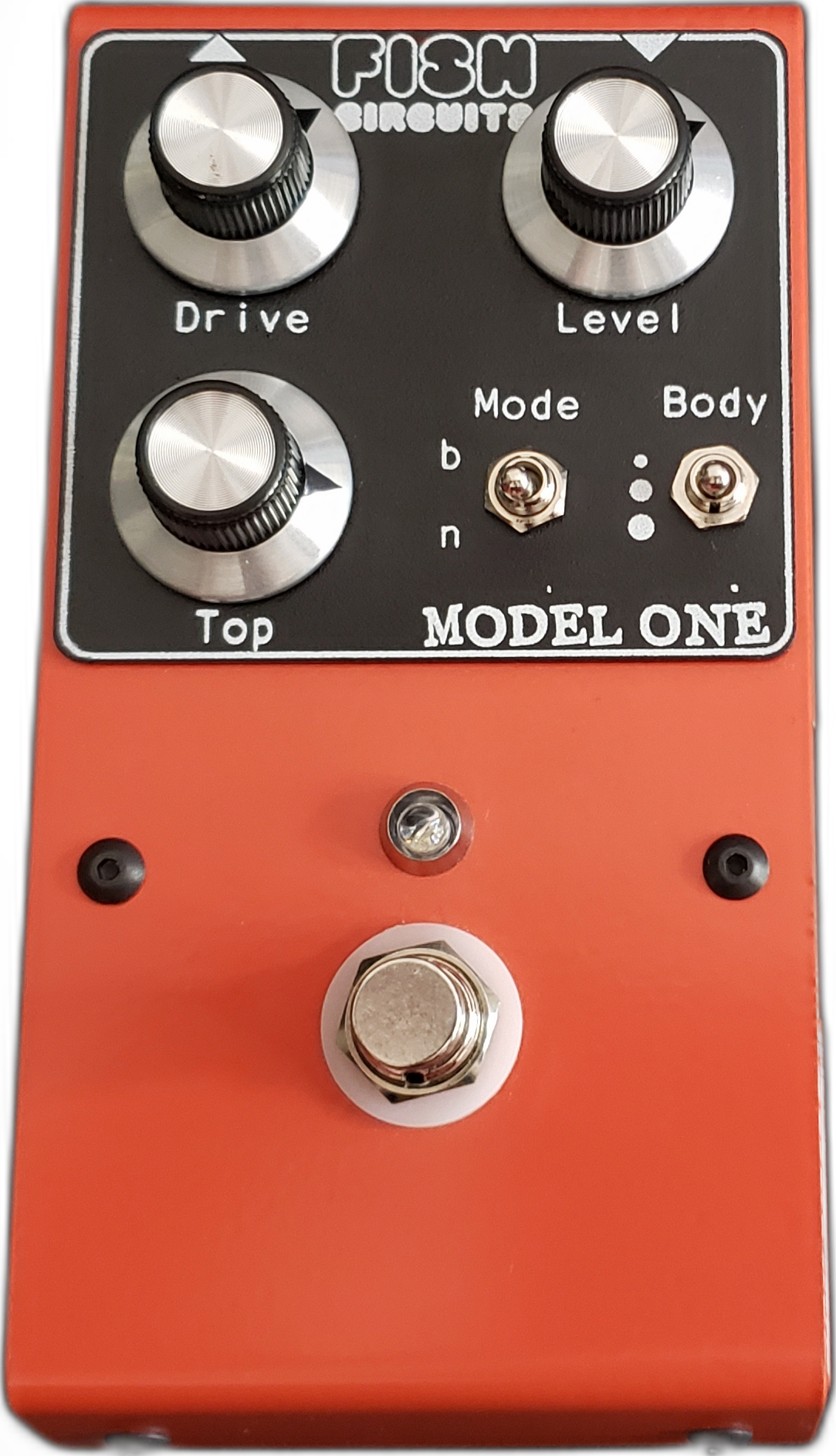 Fish Circuits Model One overdrive — vista frontal