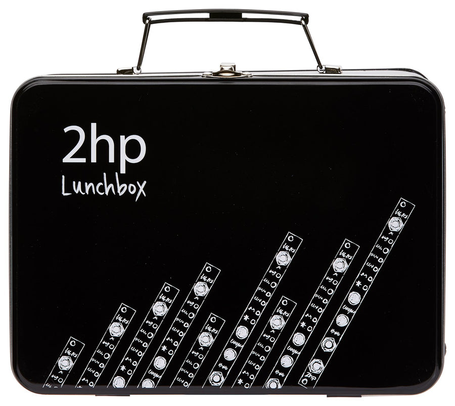 Case 2hp Lunchbox cerrado, negro con el logo de la marca