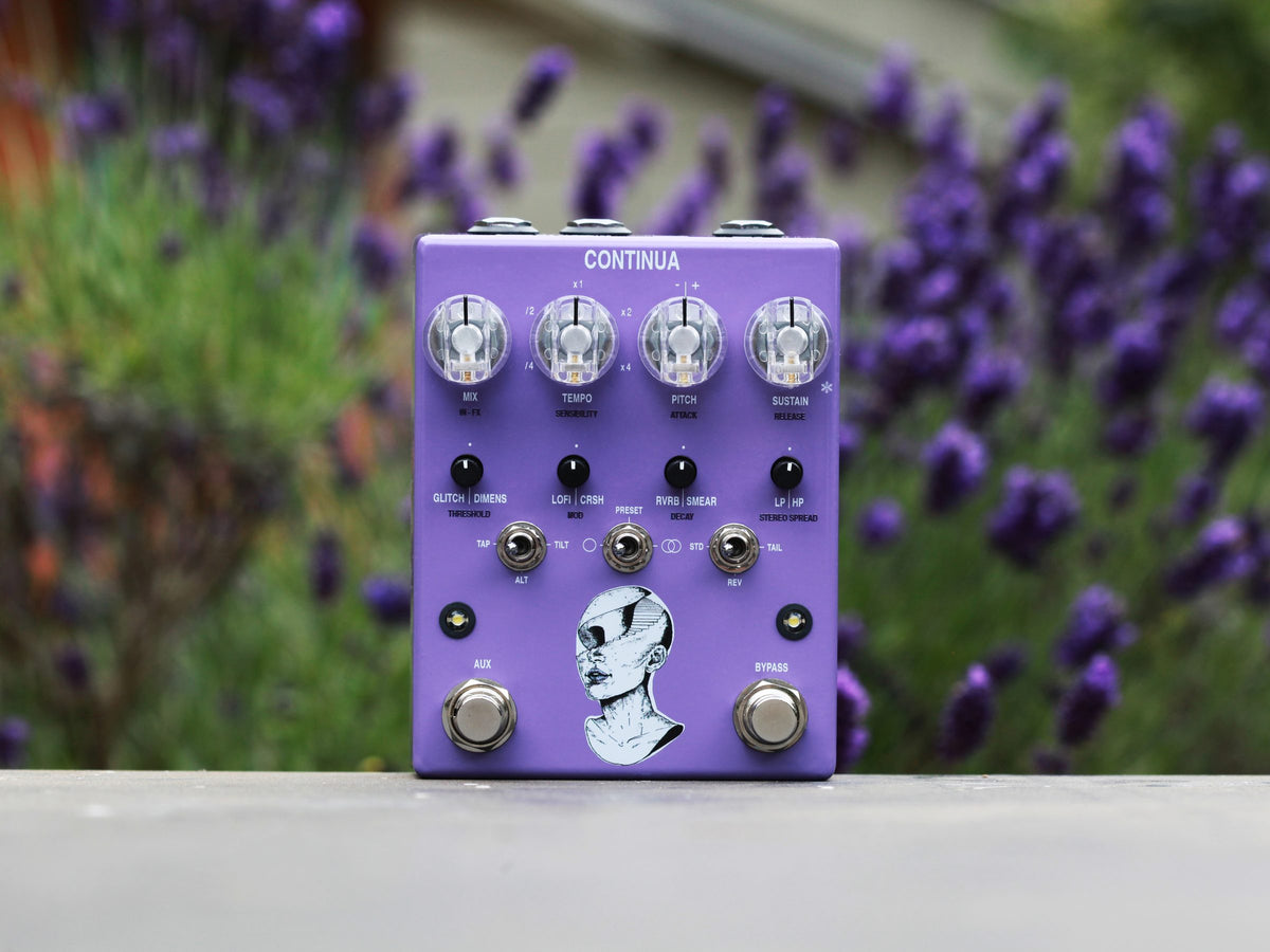 Pedal AC Noises Continua frente a un macizo de lavanda
