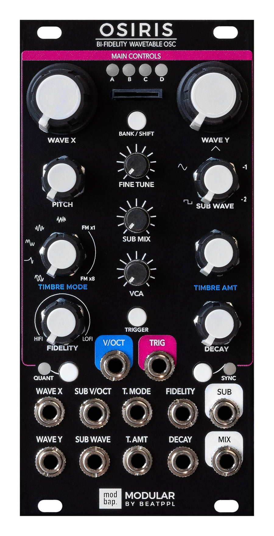 Módulo Eurorack Modbap Osiris, oscilador wavetable de panel negro