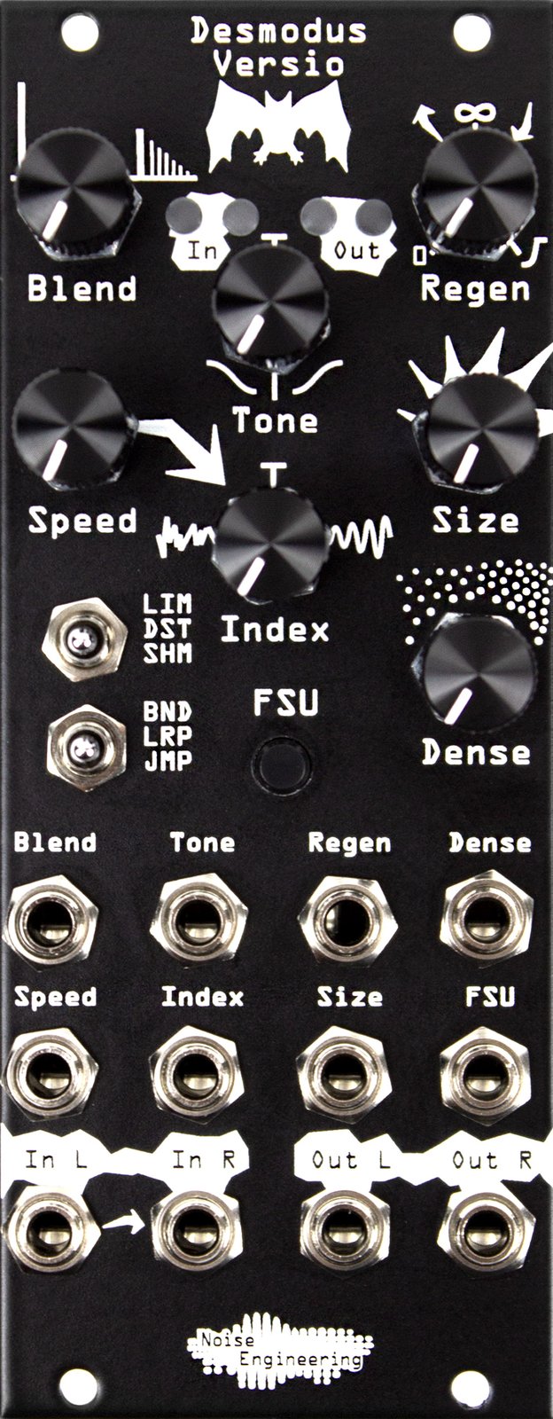Panel del módulo Noise Engineering Desmodus Versio