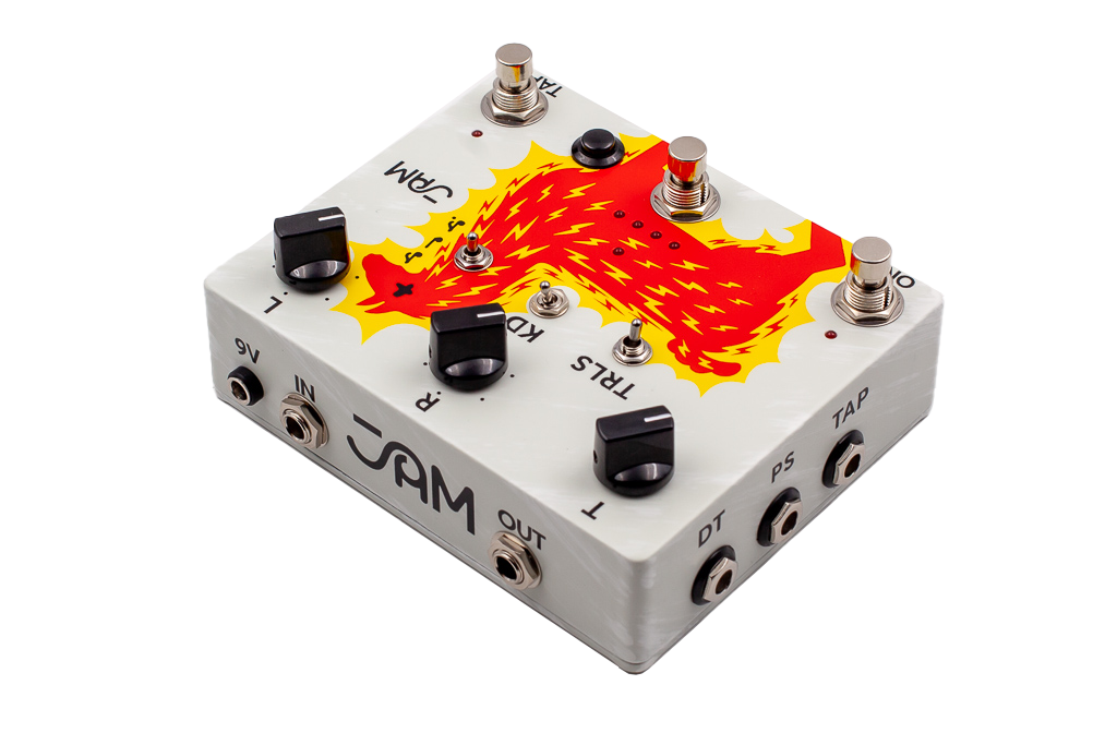JAM Pedals Delay Llama XTREME, vista 3/4 posterior desde el otro costado