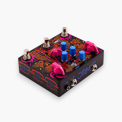 JAM Pedals Tiny Amp Destroyer, vista 3/4 posterior desde el lado opuesto