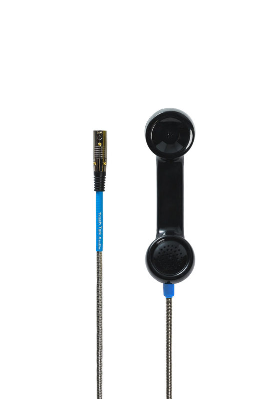 Trash Talk Audio Payphone Mic negro, vista frontal - micrófono dinámico hecho de auricular de teléfono público