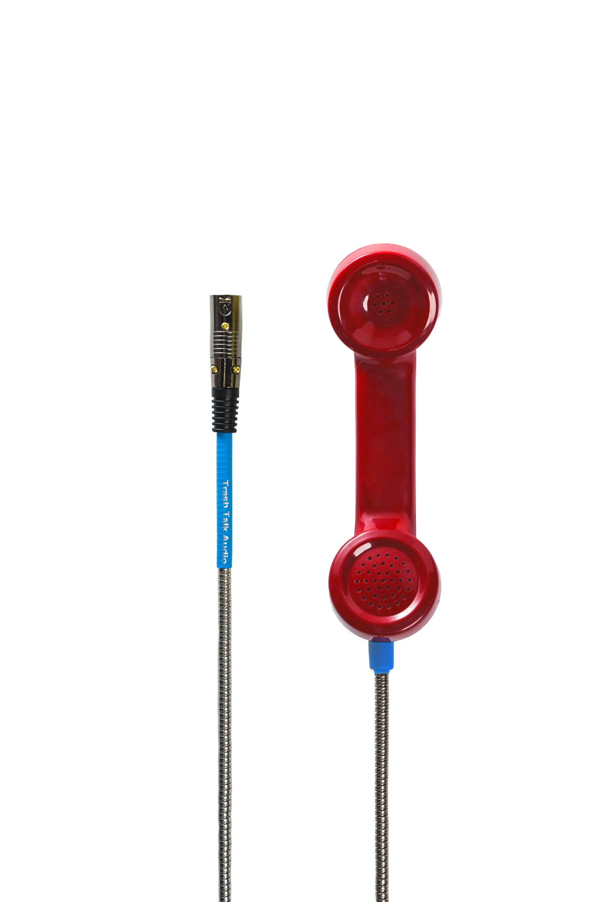 Trash Talk Audio Payphone Mic rojo, vista frontal - micrófono dinámico hecho de auricular de teléfono público